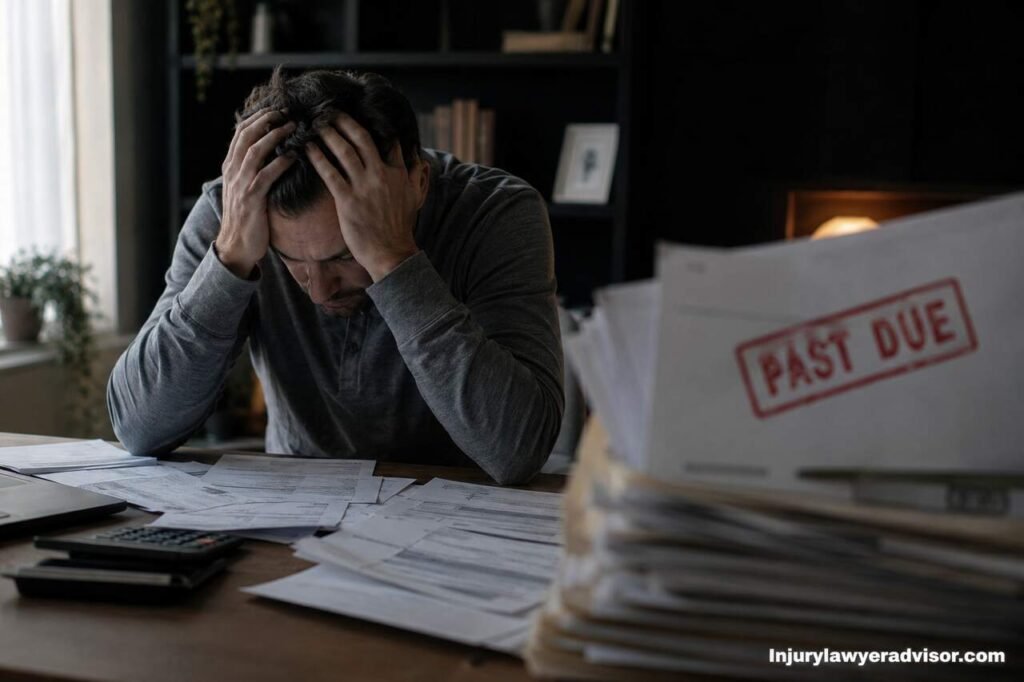 What Happens If You Don’t Pay Taxes? Penalties, IRS Collection Steps Stressed taxpayer overwhelmed with unpaid bills and tax documents while facing IRS penalties and collection notices.