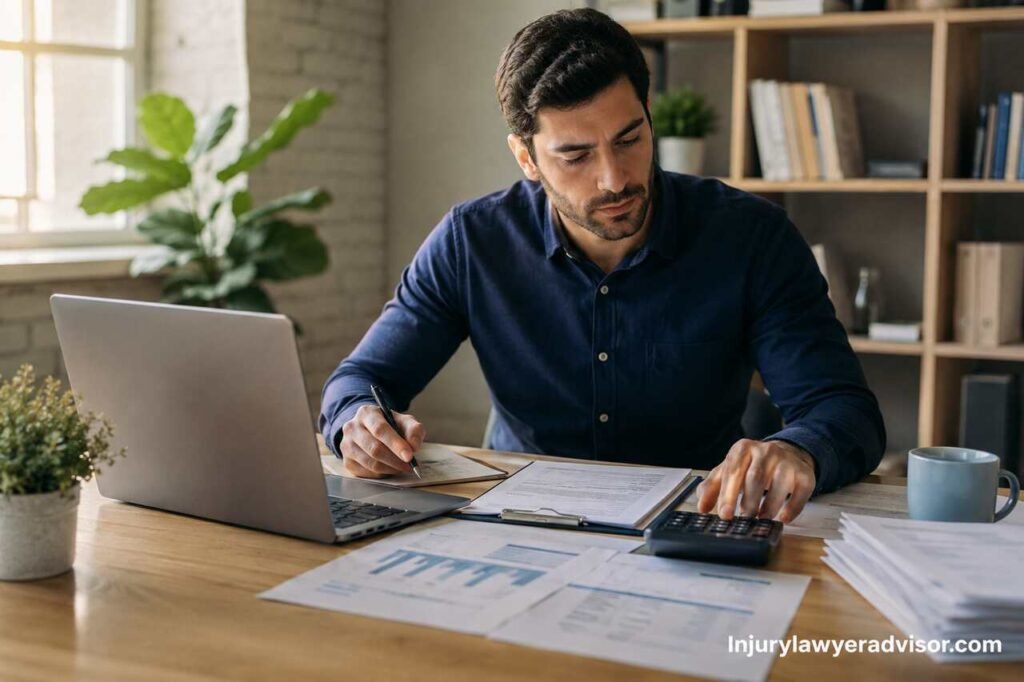 How to File Taxes for Small Business: Complete Step-by-Step Guide for Accurate Business Tax Filing Small business owner reviewing financial documents and calculating taxes at a modern office desk.