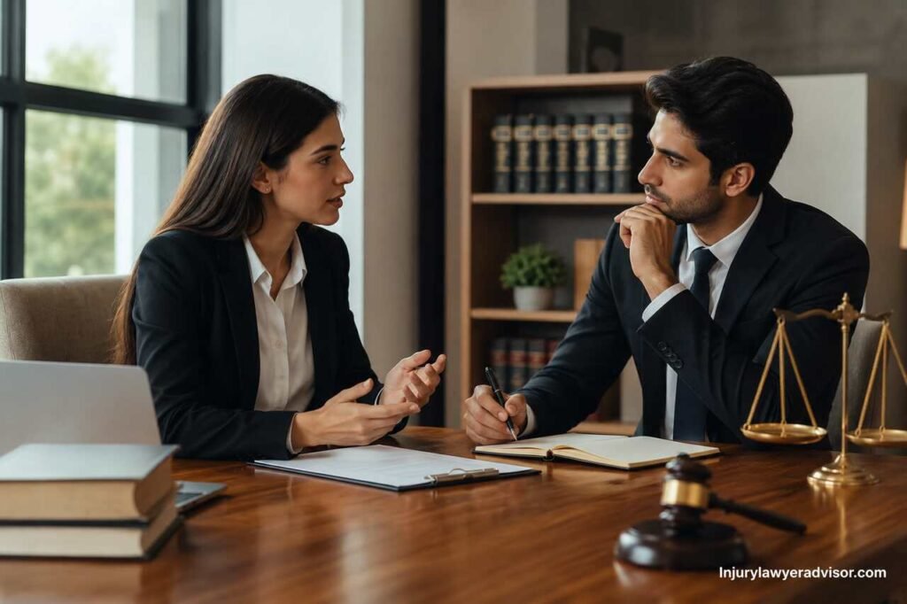 How to Choose Between a Lawyer and Legal Consultant for the Right Legal Support Professional legal consultation meeting between a lawyer and client in a modern office setting.