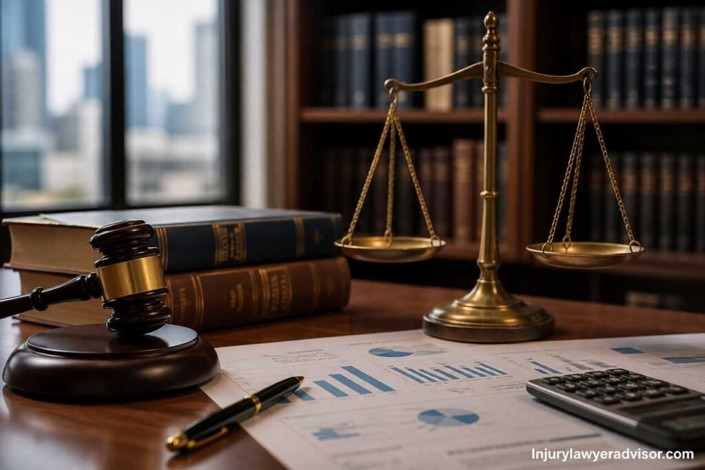Finance Law: A Beginner’s Guide to Understanding Financial Regulations Finance law concept with legal scales, gavel, financial charts, and calculator on desk