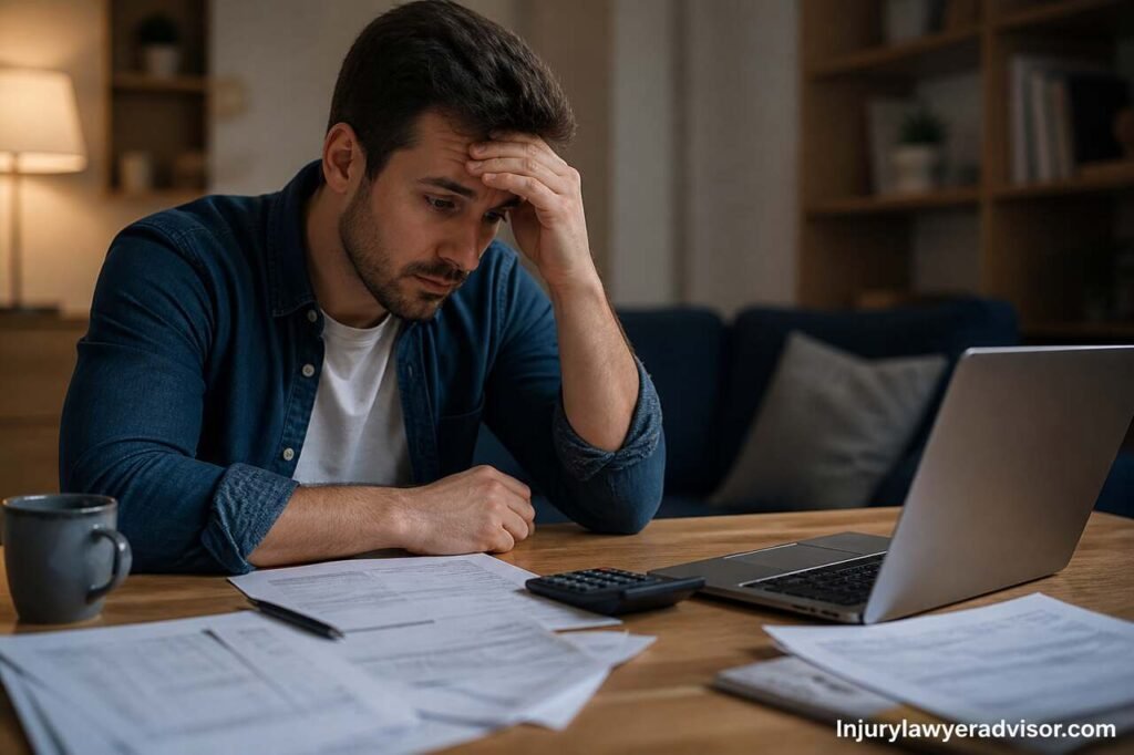 What Happens If You Default on a Loan: Complete Financial Consequences and Recovery Steps Man stressed over financial documents and laptop after loan default situation