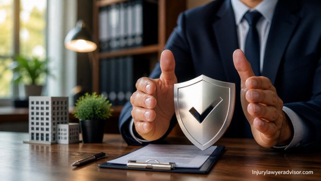 Secure business insurance protection concept with shield