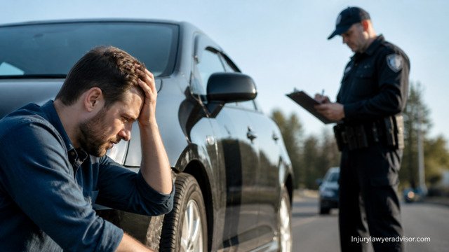 Driver stressed during police stop without insurance
