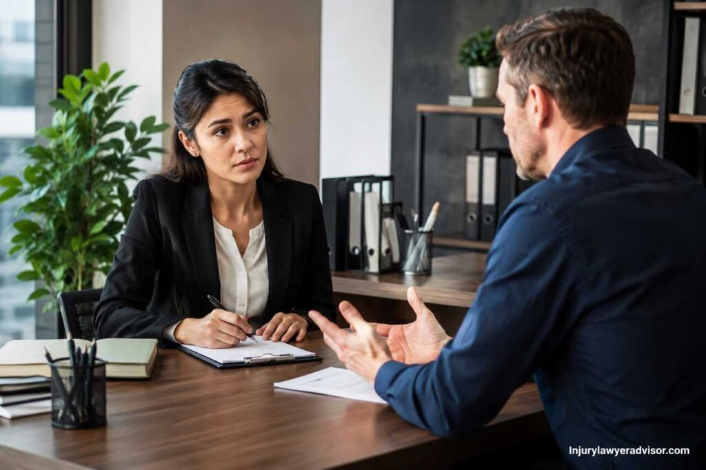 How to File a Complaint Against an Employer and Protect Your Workplace Rights Employee discussing workplace rights complaint with a legal advisor in a professional office setting.