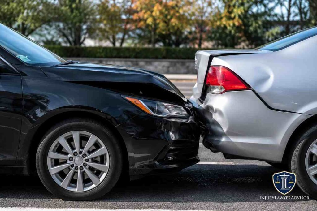 Rear-End Collision Settlement Examples: Realistic Payout Ranges, Factors & How to Maximize Your Claim Rear-end collision accident showing damaged vehicles and InjuryLawyerAdvisor logo