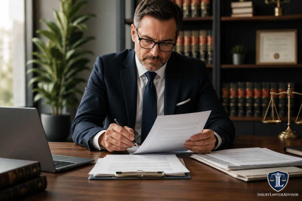 Demand Letter Lawyer Service: How Attorneys Prepare, Send, and Enforce Effective Legal Demand Letters Demand letter lawyer reviewing and preparing legal documents in a professional law office
