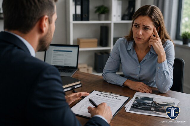 Dealing with insurance companies after a distracted driving crash and reviewing an accident insurance claim.