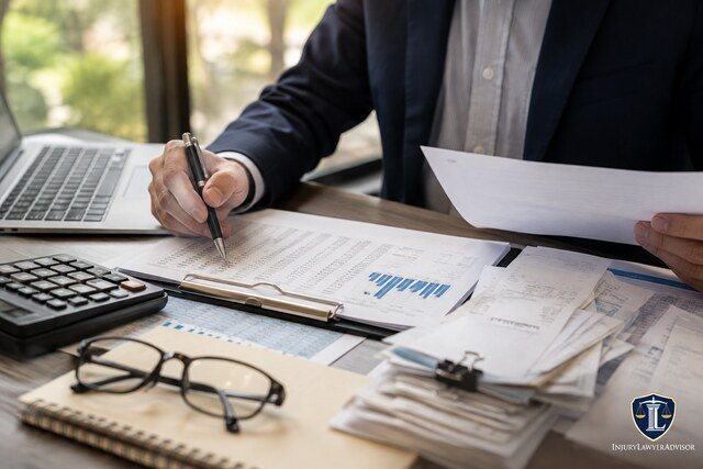 Tax professional reviewing documents to identify a specific tax preparation error.