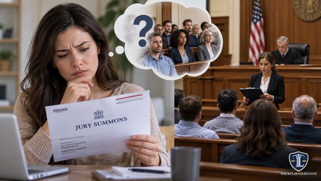Woman reading a jury summons while wondering whether she will be selected to serve on a jury.