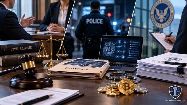 Civil claims, criminal reports, and regulatory complaints involving cryptocurrency fraud investigations.