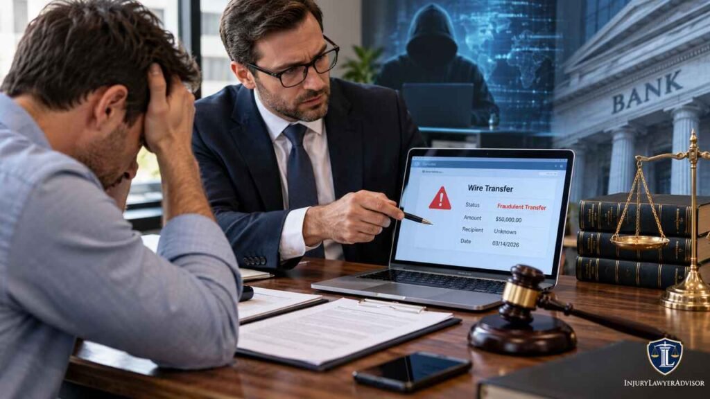 Wire transfer fraud lawyer advising a client after a fraudulent bank transfer